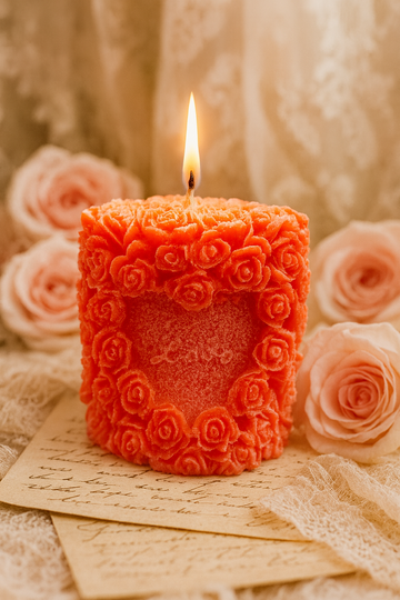 AmberWick Rose Heart Candle โ Romantic Glow