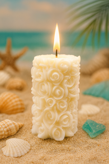 AmberWick White Rose Candle, Glow of Purity