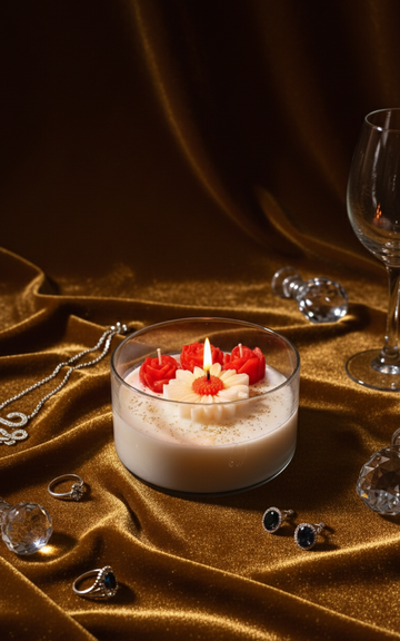 AmberWick Floral Candle, Luxury Glow in Glass(AWD17)