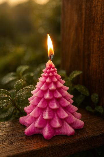 AmberWick Pink Tree Candle, Flame of Celebration