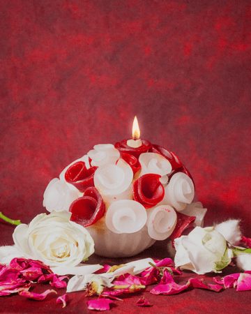 AmberWick Rose Flower Candle, Glow of Love