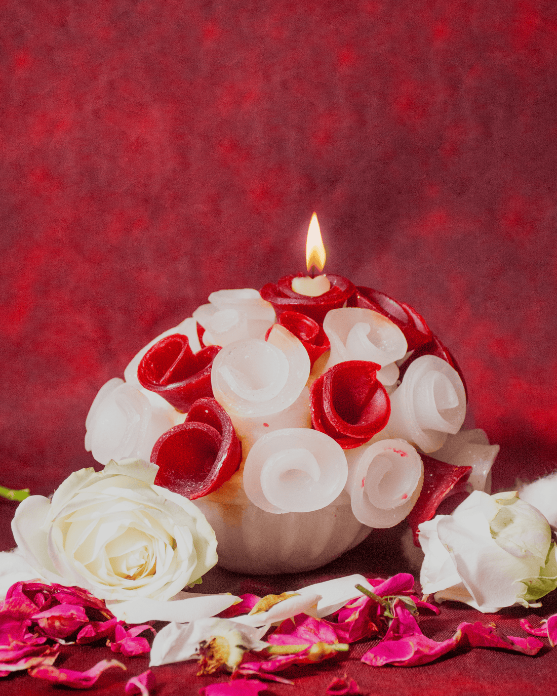 AmberWick Rose Flower Candle, Glow of Love