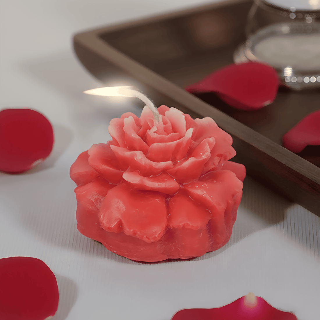 AmberWick Rose Glow Candle, Flame of Romance