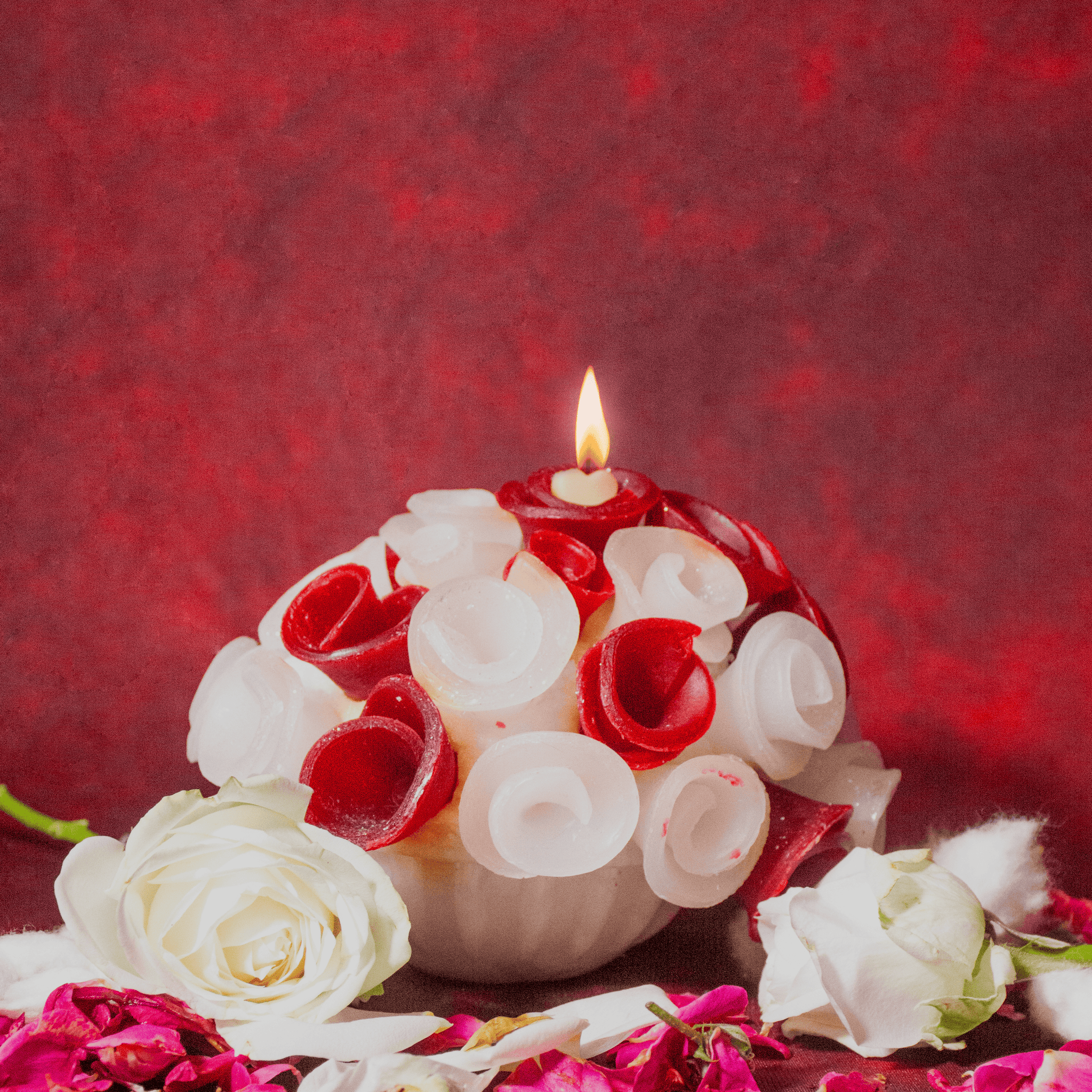 AmberWick Rose Flower Candle, Glow of Love