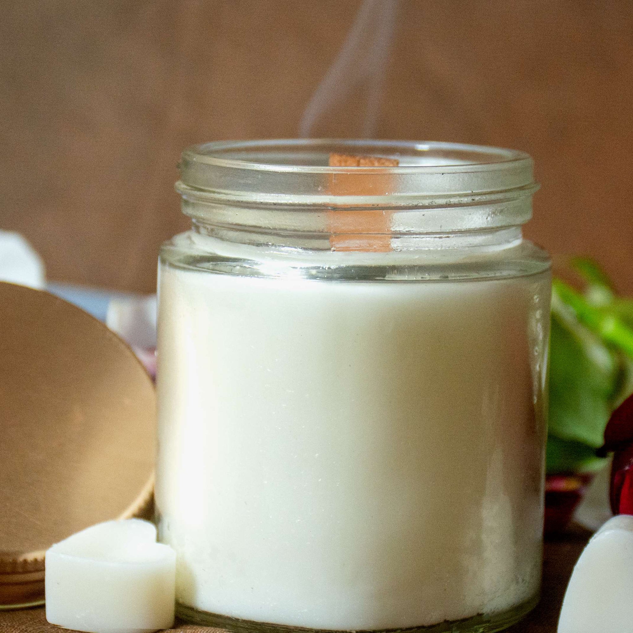 AmberWick Wooden Wick Candle, Minimalist Heart Glow